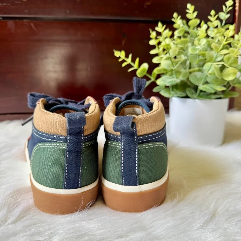 Old Navy Kids Colorblock Canvas High-Top Sneakers Navy Burgundy Tan Size 4‎